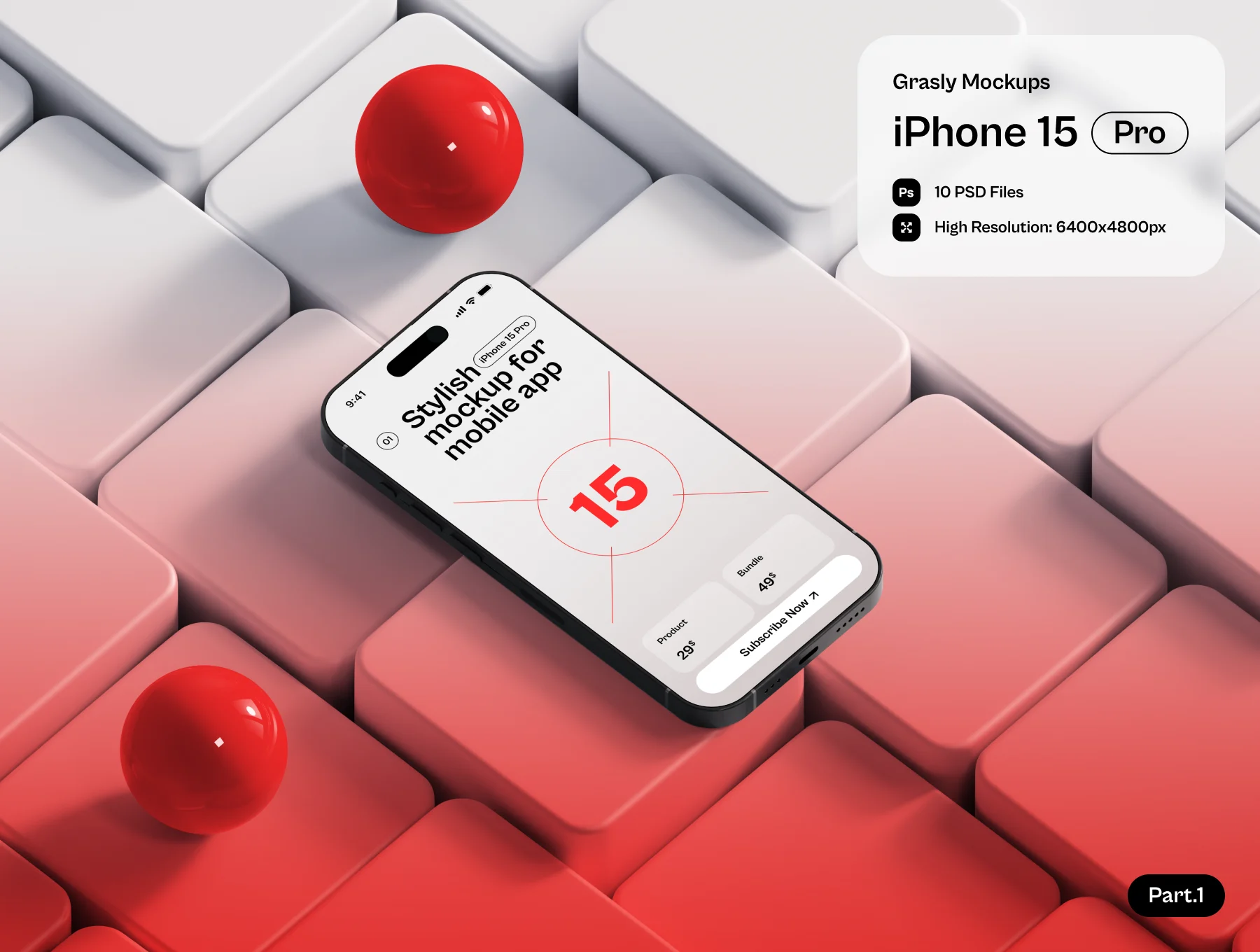 Grasly - iPhone 15 Mockups Part.1