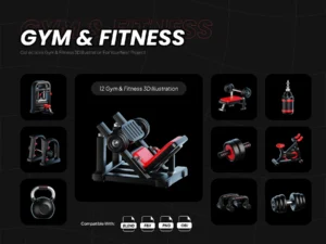 cover image gym equipment 3d icon