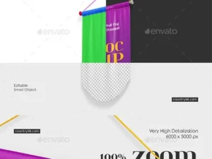cover image hanging wall flag circular pennant mockup set