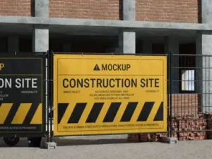 cover image high quality construction site banner mockup