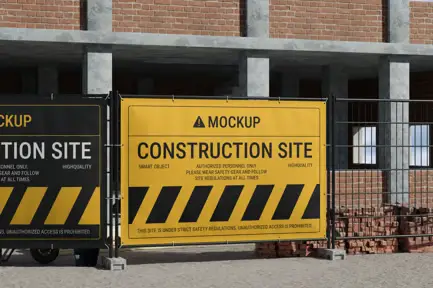 Construction Site Banner Mockup