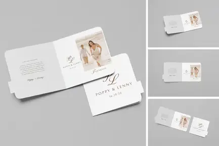 High Quality Folded invitation card Mockup