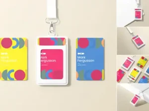 cover image high quality id badge mockup