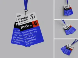 cover image high quality realistic id card badge mockup set