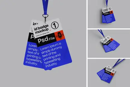 High Quality Realistic ID Card Badge Mockup Set
