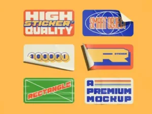 cover image high quality rectangle sticker mockup