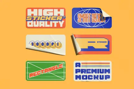 High Quality Rectangle Sticker Mockup by simplestudios