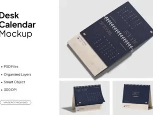 cover image high quality table calendar mockup set