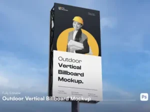 cover image high quality vertical outdoor billboard mockup