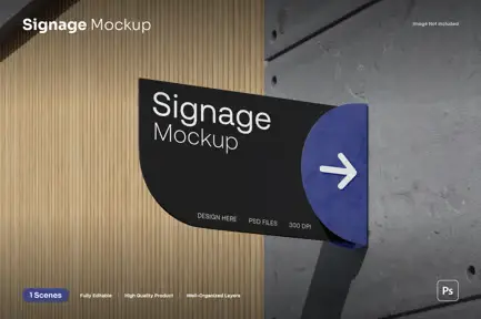High Quality Wall Signage Mockup