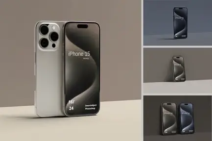 Adobe Photoshop High Quality Templates Bundle - 15 Items 6 cover image high quality iphone 15 mockup