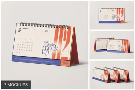 Horizontal Desk Calendar Mockup Set