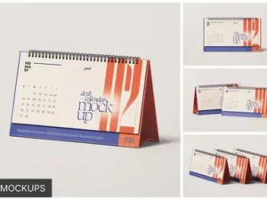 cover image horizontal desk calendar mockup set