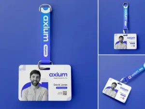 cover image horizontal id card with short lanyard mockup set