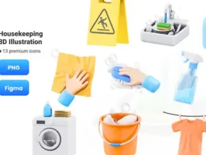 cover image house keeping 3d illustration