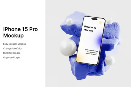 Adobe Photoshop Templates Bundle - 10 Items 7 cover image iphone 15 pro mockup