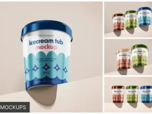 cover image ice cream tub mockup set