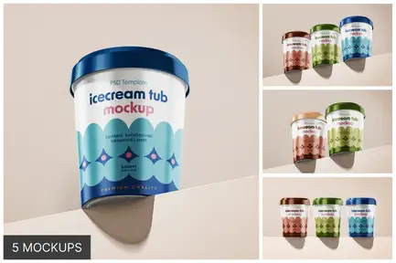 Ice Cream Tub Mockup Set