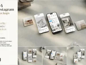 cover image instagram mockup set profile posts photos