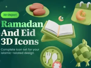 cover image islamic ramadan kareem and eid mubarak 3d icons