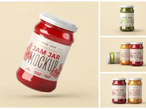 cover image jam jar mockup set label design