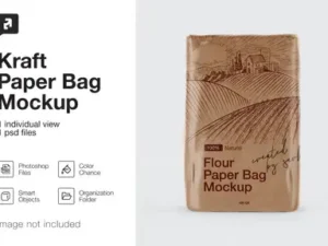 cover image kraft paper flour bag mockup