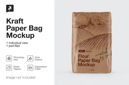 Kraft Paper Flour Bag Mockup