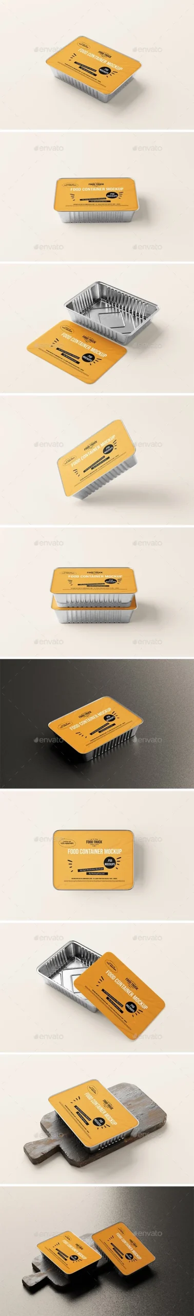 Large Aluminum Food Container Box Mockup