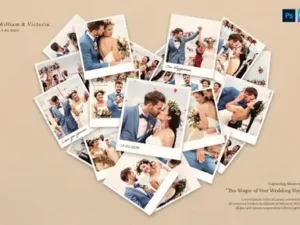 cover image love heart photo collage template