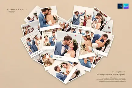Love Heart Photo Collage Template