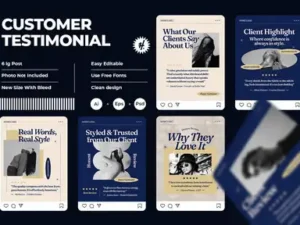 cover image luxury customer testimonial instagram post set