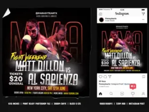 cover image mma square flyer instagram post