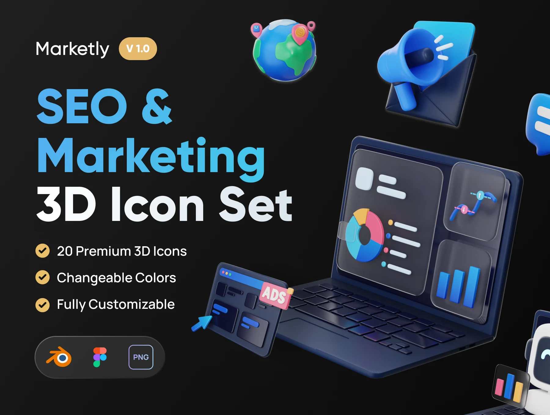 Figma Icon Templates Bundle - 4 Items 4 cover image marketly seo marketing 3d icon set