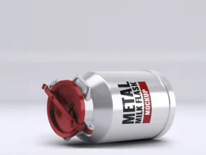 cover image metal milk flask mock up