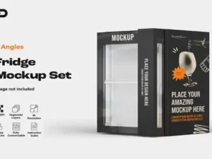cover image mini fridge mockup set