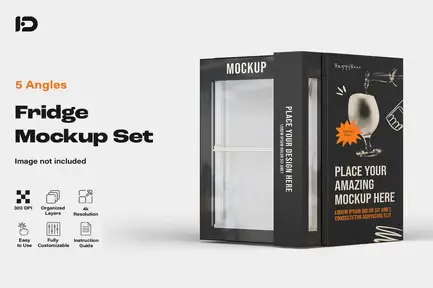Mini Fridge Mockup Set