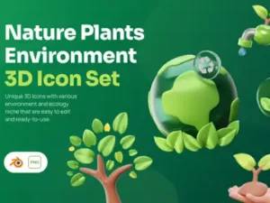 cover image nature plants environment 3d icon set