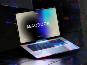 cover image neon light macbook air mockup