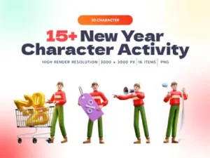 cover image new year character activity 3d illustration