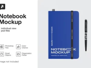 cover image notebook with pen mockup