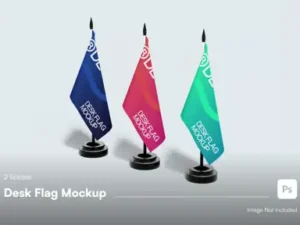 cover image office desk flag mockup
