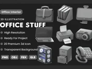 cover image office stuff 3d icon