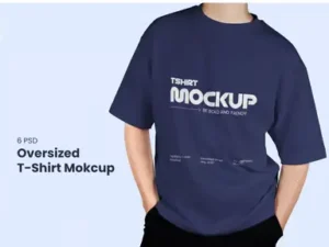 cover image oversized t shirt mockup pack with model