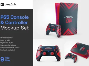 cover image ps5 console controller mockup set