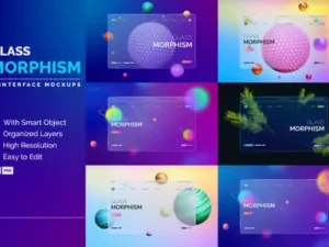 cover image psd web interface mockup with glass morphism