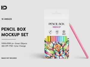 cover image pencil box mockup set