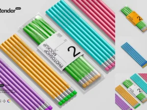 cover image pencil packaging mockup set