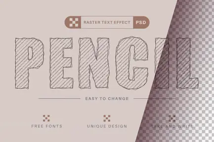 Pencil Sketch - Editable Text Effect, Font Style