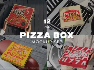 cover image pizza box mockups set