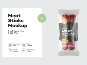 cover image plastic bag with meat sticks mockup